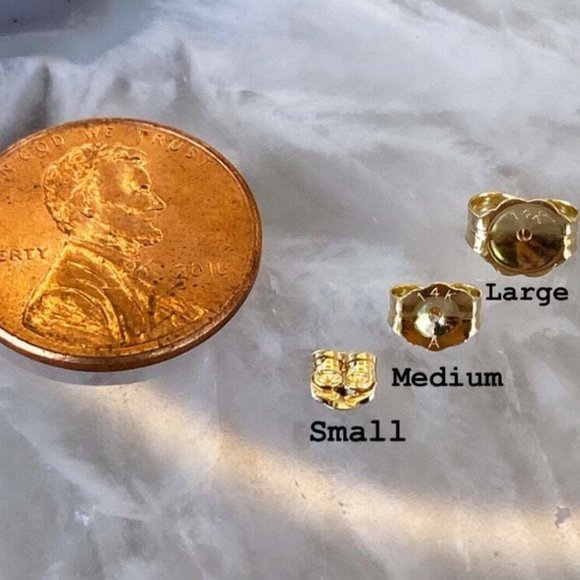 14K Solid Gold Push Backs. Replacement Backing- Butterfly Earring Backs Large - Picture 5 of 6